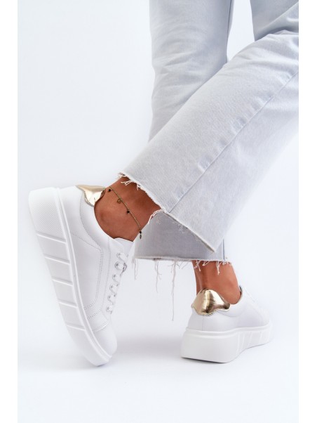 White Women's Leather Platform Sneakers Danida