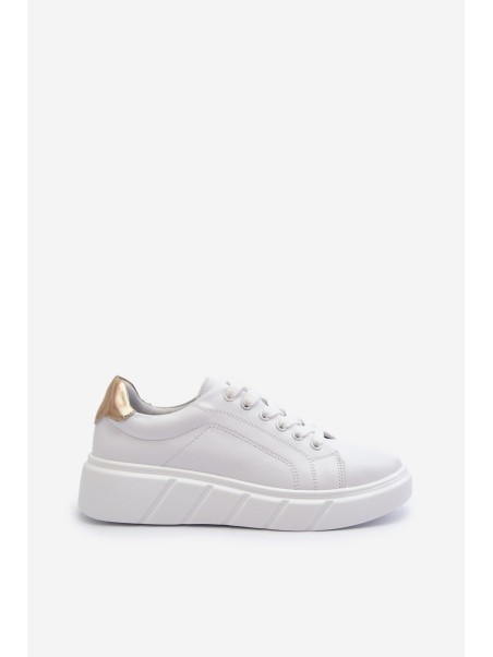 White Women's Leather Platform Sneakers Danida