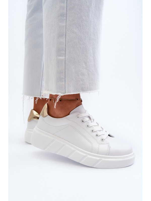 White Women's Leather Platform Sneakers Danida