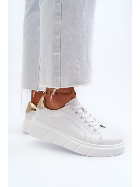 White Women's Leather Platform Sneakers Danida