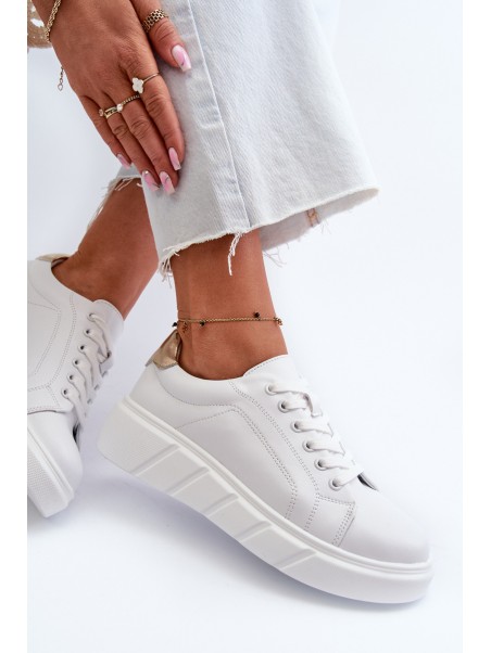 White Women's Leather Platform Sneakers Danida