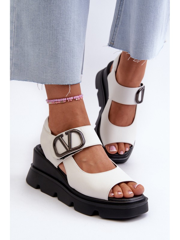 Women's Wedge and Platform Sandals Made of Eco Leather White Vinceza 58292