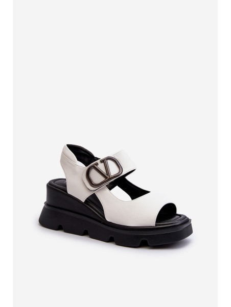 Women's Wedge and Platform Sandals Made of Eco Leather White Vinceza 58292