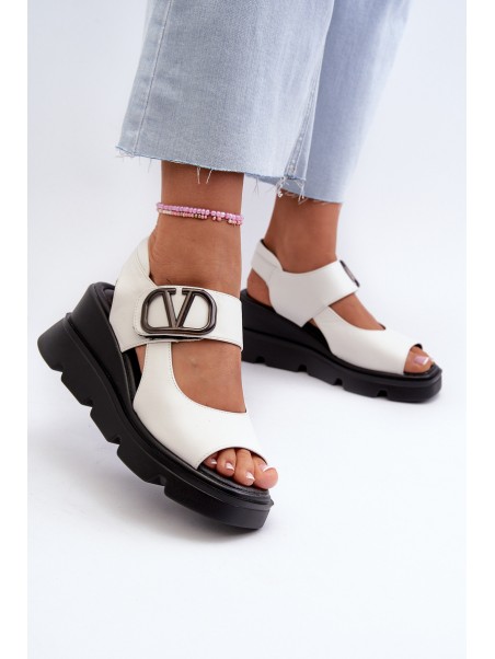 Women's Wedge and Platform Sandals Made of Eco Leather White Vinceza 58292