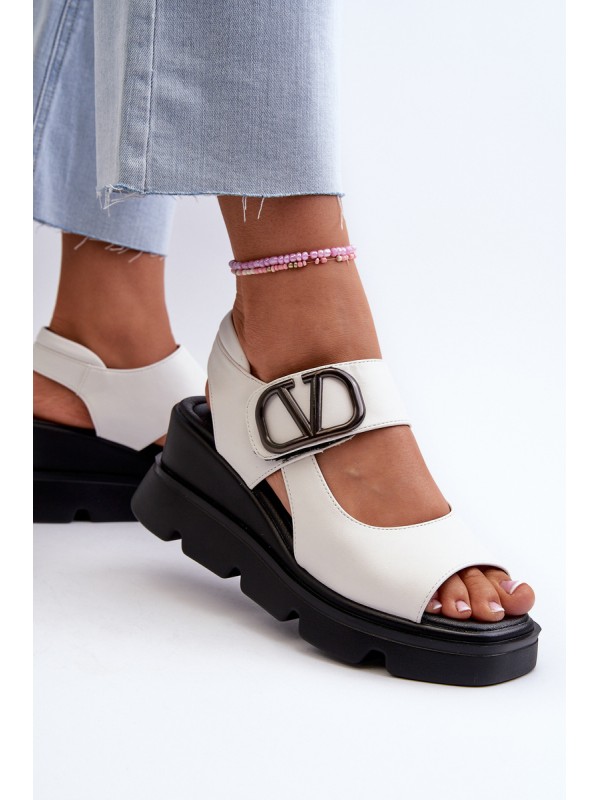 Women's Wedge and Platform Sandals Made of Eco Leather White Vinceza 58292