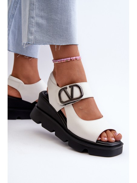 Women's Wedge and Platform Sandals Made of Eco Leather White Vinceza 58292