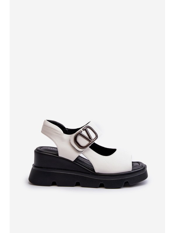 Women's Wedge and Platform Sandals Made of Eco Leather White Vinceza 58292