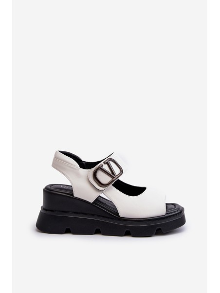 Women's Wedge and Platform Sandals Made of Eco Leather White Vinceza 58292