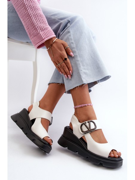 Women's Wedge and Platform Sandals Made of Eco Leather White Vinceza 58292