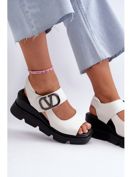 Women's Wedge and Platform Sandals Made of Eco Leather White Vinceza 58292