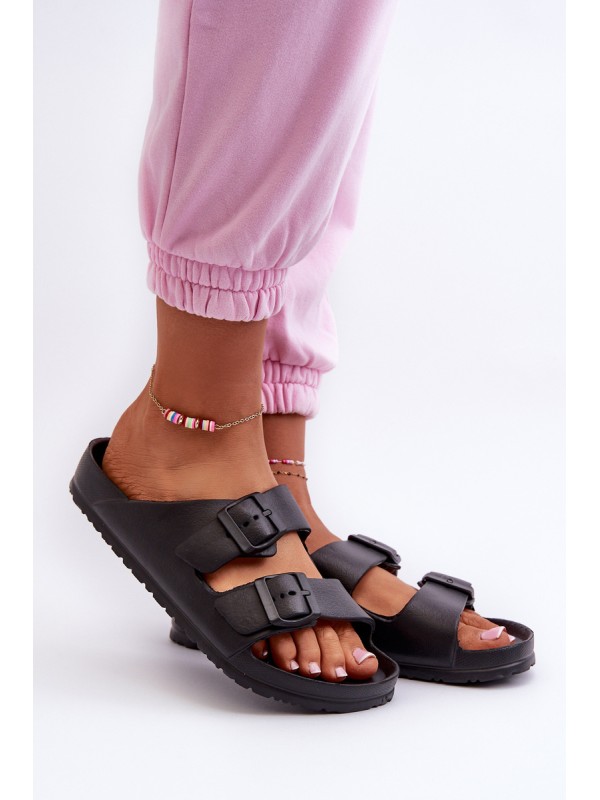 Women's Foam Flip-Flops with Buckles Black Luciene