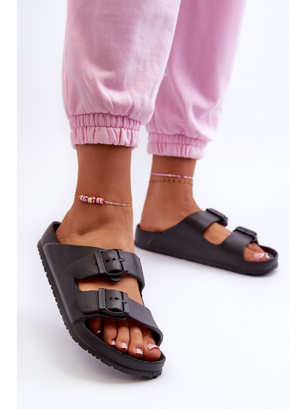 Women's Foam Flip-Flops with Buckles Black Luciene