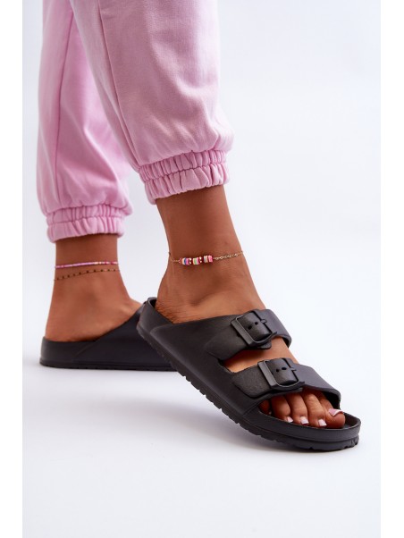 Women's Foam Flip-Flops with Buckles Black Luciene