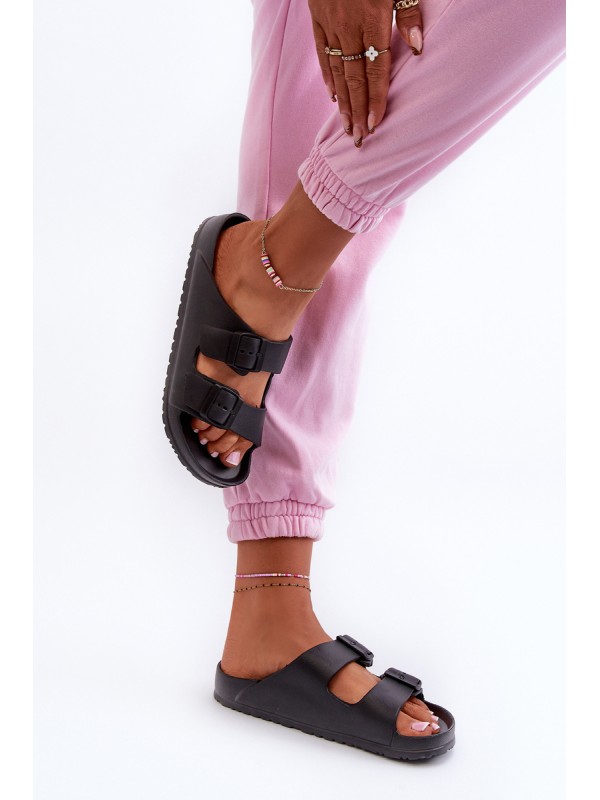 Women's Foam Flip-Flops with Buckles Black Luciene