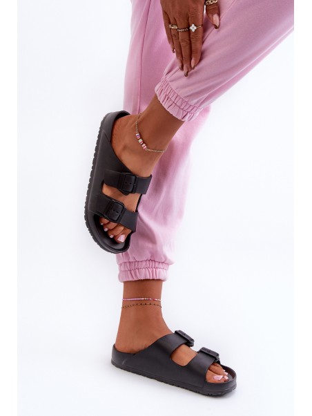 Women's Foam Flip-Flops with Buckles Black Luciene
