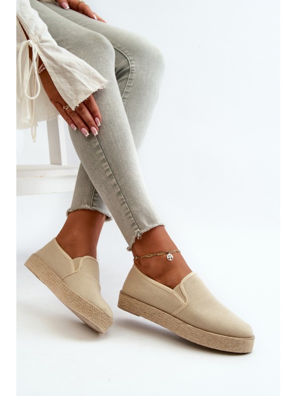 Women's Beige Platform Espadrilles Naloenma