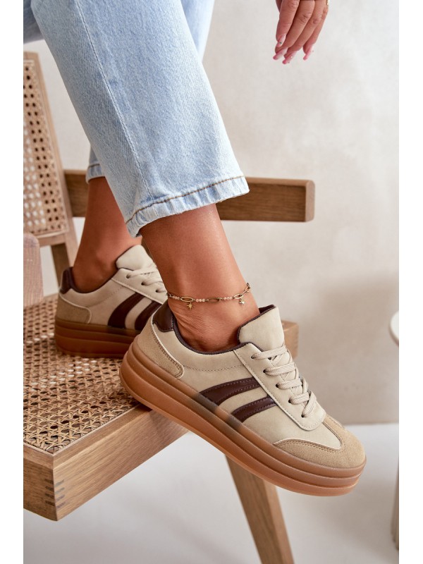 Women's Platform Sneakers Brown Nesonice