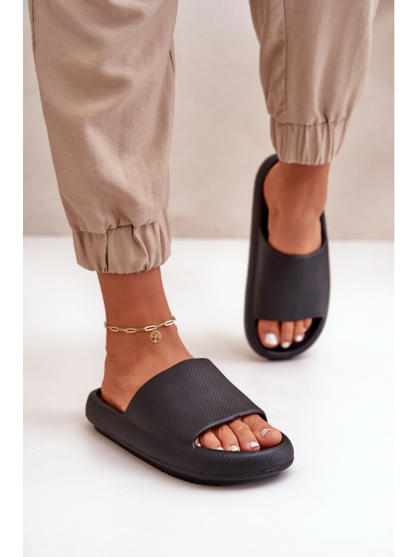 Women's Lightweight Foam Slippers On Thick Sole Black Querceria