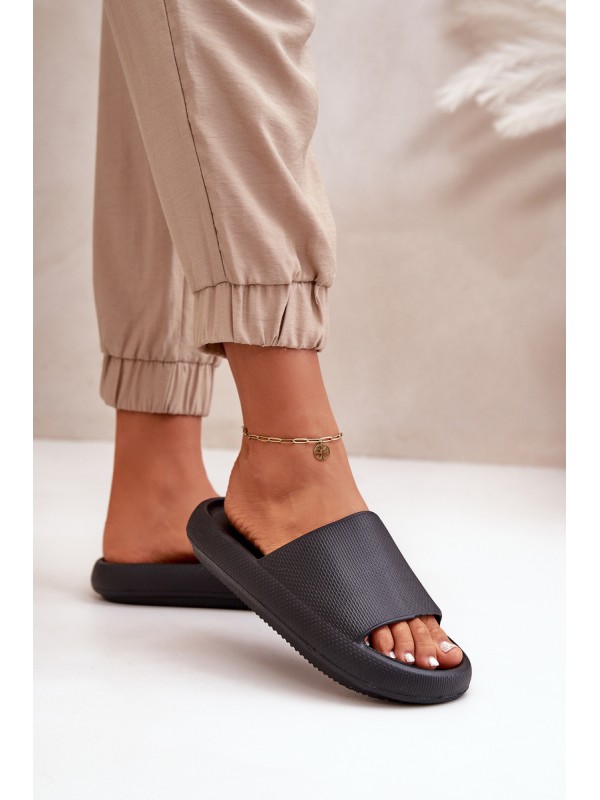 Women's Lightweight Foam Slippers On Thick Sole Black Querceria