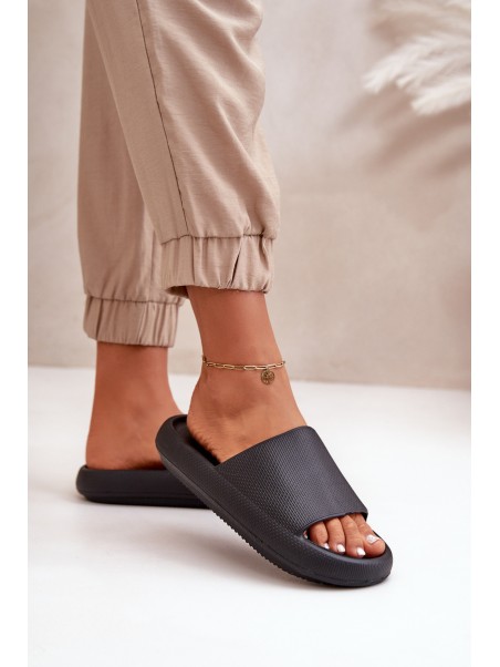 Women's Lightweight Foam Slippers On Thick Sole Black Querceria