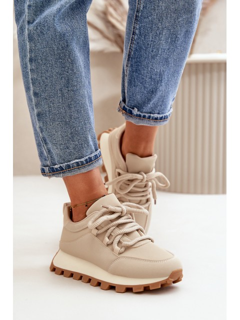 Sports Shoes Sneakers On Platform Made Of Eco Leather Beige Riadella 2
