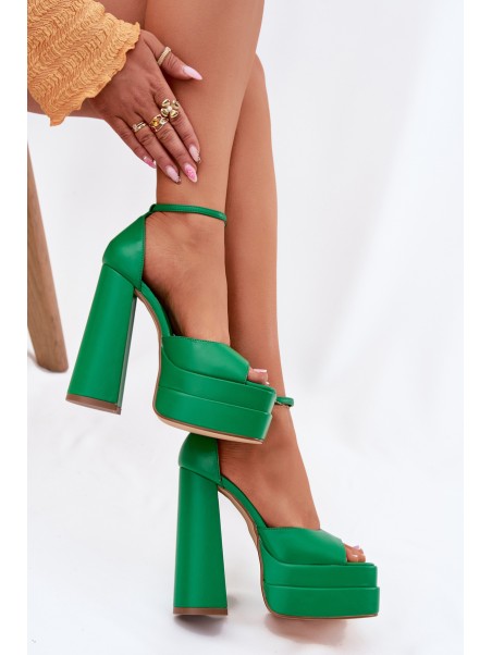 Women's Sandals On Heels And Platform Green Beloria