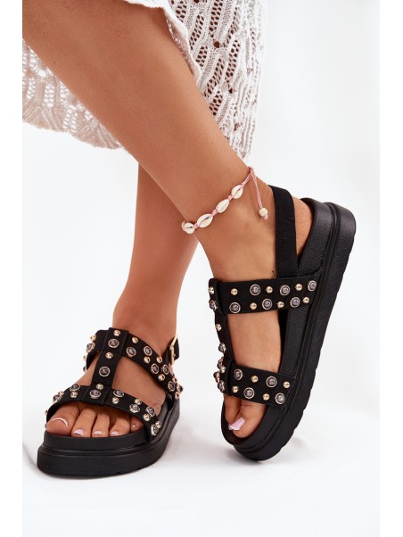 Embellished Women's Platform Sandals Black Mailisa
