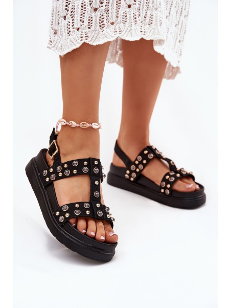Embellished Women's Platform Sandals Black Mailisa