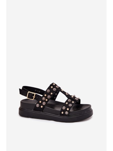 Embellished Women's Platform Sandals Black Mailisa