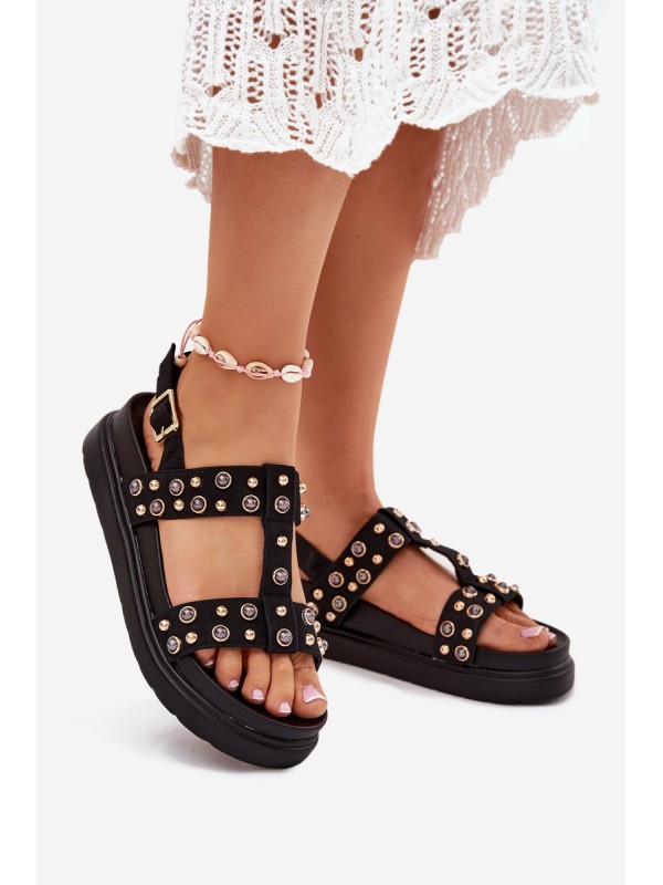 Embellished Women's Platform Sandals Black Mailisa