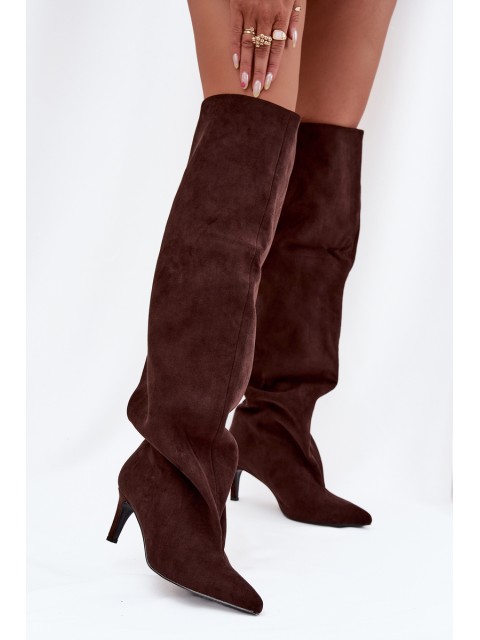 Women's High Heel Ankle Boots Slip-On Chocolate Mavilla 2