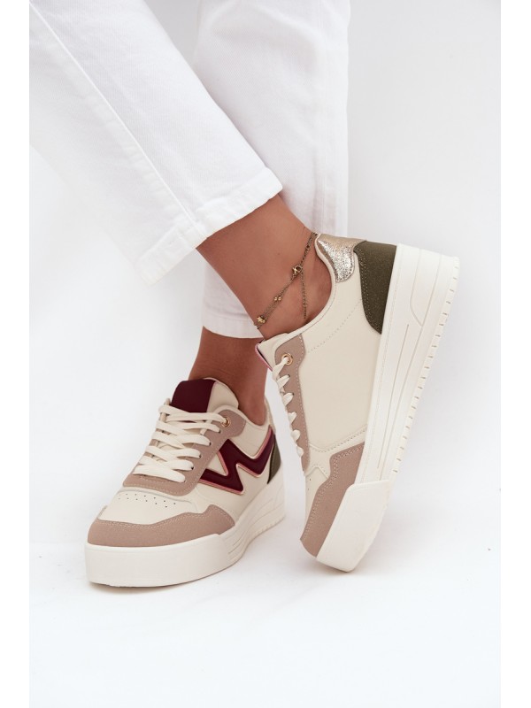 Women's Sneakers on Platform with Gold Inserts Beige Zalvra