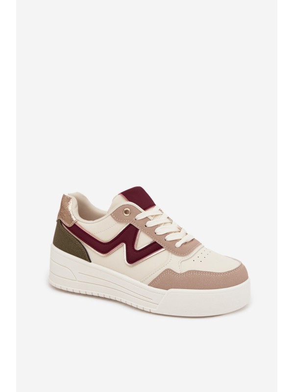Women's Sneakers on Platform with Gold Inserts Beige Zalvra