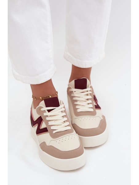 Women's Sneakers on Platform with Gold Inserts Beige Zalvra