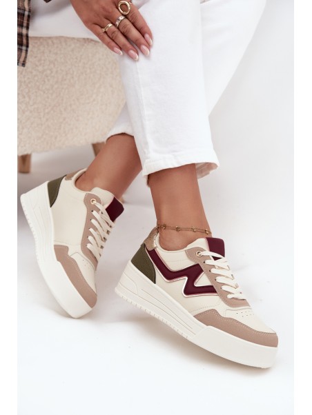 Women's Sneakers on Platform with Gold Inserts Beige Zalvra