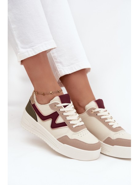 Women's Sneakers on Platform with Gold Inserts Beige Zalvra