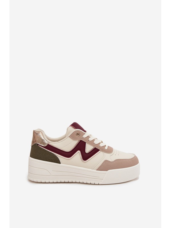 Women's Sneakers on Platform with Gold Inserts Beige Zalvra