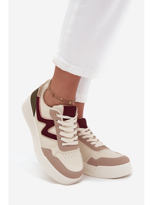 Women's Sneakers on Platform with Gold Inserts Beige Zalvra