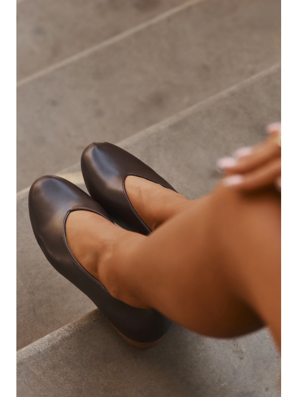 Women's Ballerinas Made of Eco Leather Flat Heel Brown Olyssia