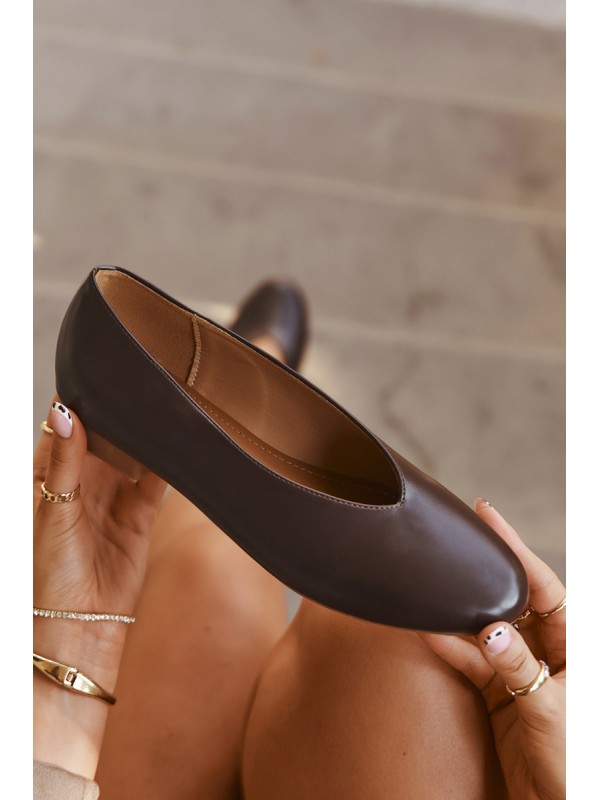 Women's Ballerinas Made of Eco Leather Flat Heel Brown Olyssia
