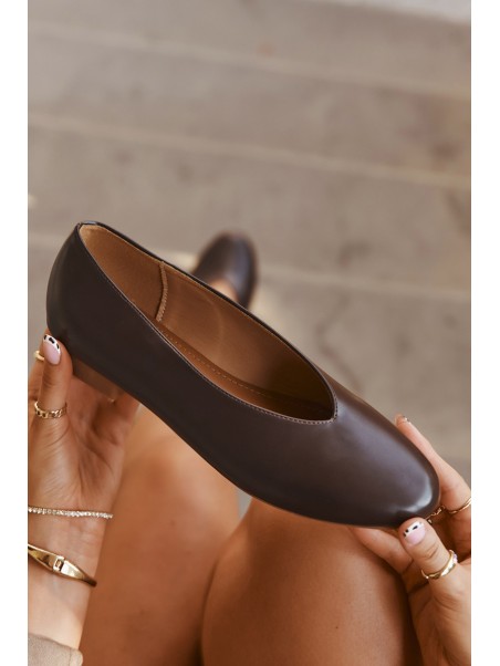 Women's Ballerinas Made of Eco Leather Flat Heel Brown Olyssia