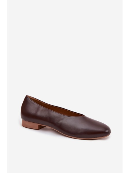 Women's Ballerinas Made of Eco Leather Flat Heel Brown Olyssia