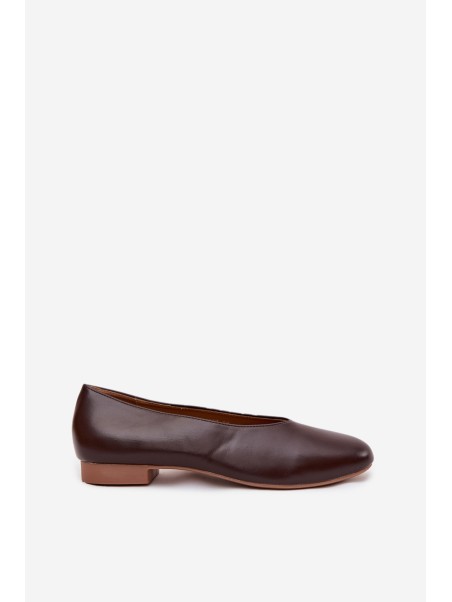 Women's Ballerinas Made of Eco Leather Flat Heel Brown Olyssia