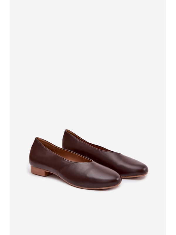 Women's Ballerinas Made of Eco Leather Flat Heel Brown Olyssia