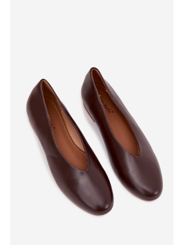 Women's Ballerinas Made of Eco Leather Flat Heel Brown Olyssia