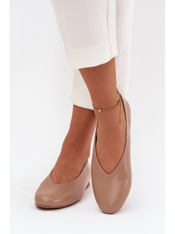 Women's Ballet Flats Made of Eco Leather On Flat Sole Beige Olyssia