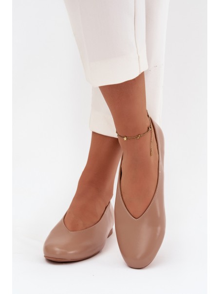 Women's Ballet Flats Made of Eco Leather On Flat Sole Beige Olyssia