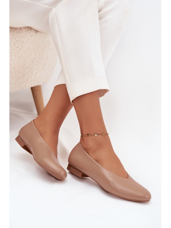 Women's Ballet Flats Made of Eco Leather On Flat Sole Beige Olyssia