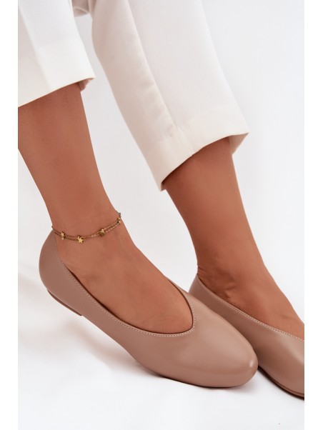 Women's Ballet Flats Made of Eco Leather On Flat Sole Beige Olyssia