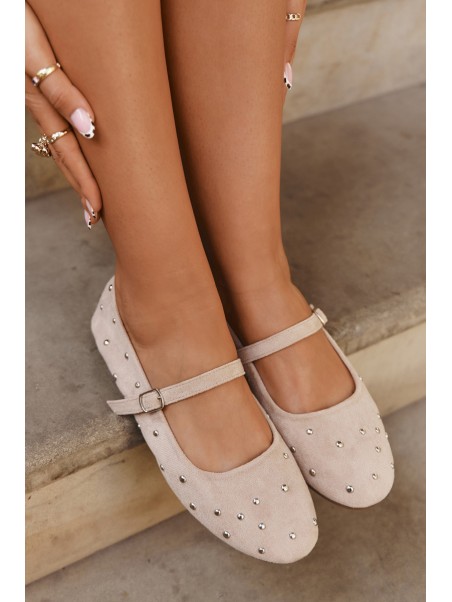 Embellished Women's Ballerinas With Strap Pink Olivisse